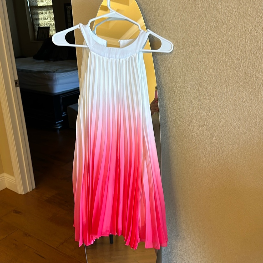 This adorable dress worn once - white and hot pink